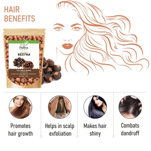 Natural Reetha Raw for Hair & Skin Care Shampoo – 100g - Image 2