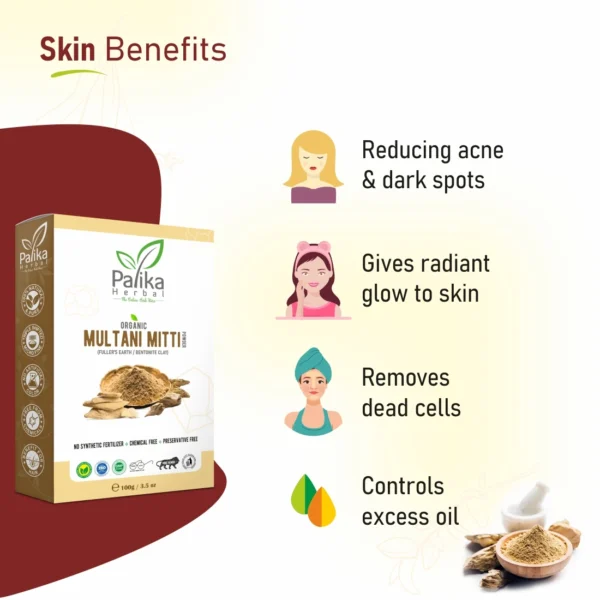 Natural Multani Mitti Powder for Face, Skin & Hair | Fuller's Earth Powder – 100g - Image 4