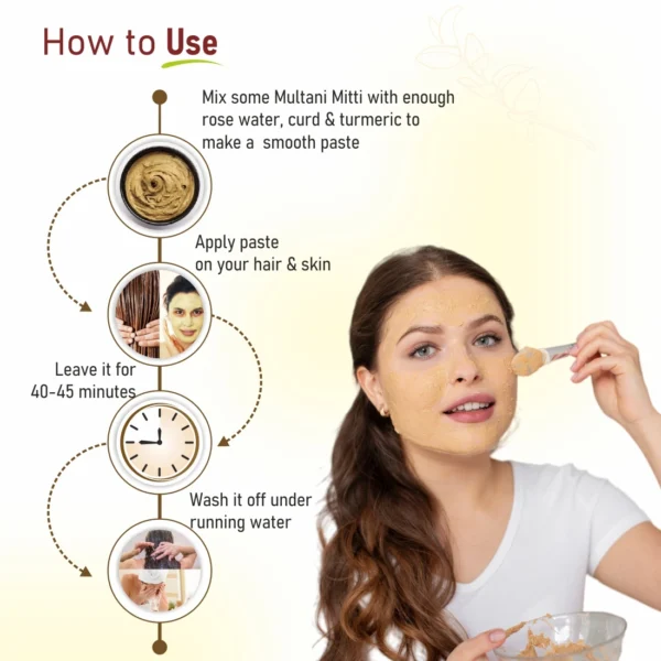 Natural Multani Mitti Powder for Face, Skin & Hair | Fuller's Earth Powder – 100g - Image 2